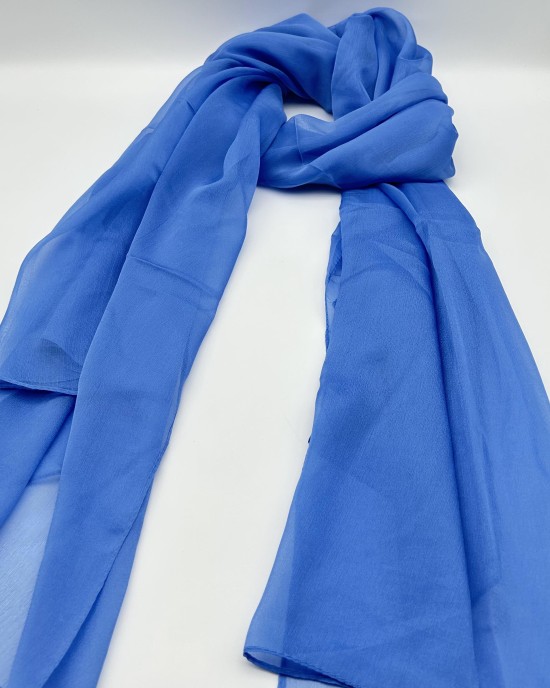 Sky blue thin large silk scarf